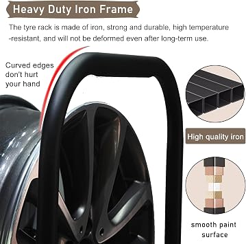 Rolling Tire Storage Rack for Repair Shop/Retail Store/Garage, Motorcycle Car Tire Rack/Multi-Tire Storage Holder, Commercial Metal Portable Spare Tyre Bike Fat Tires Display Stand