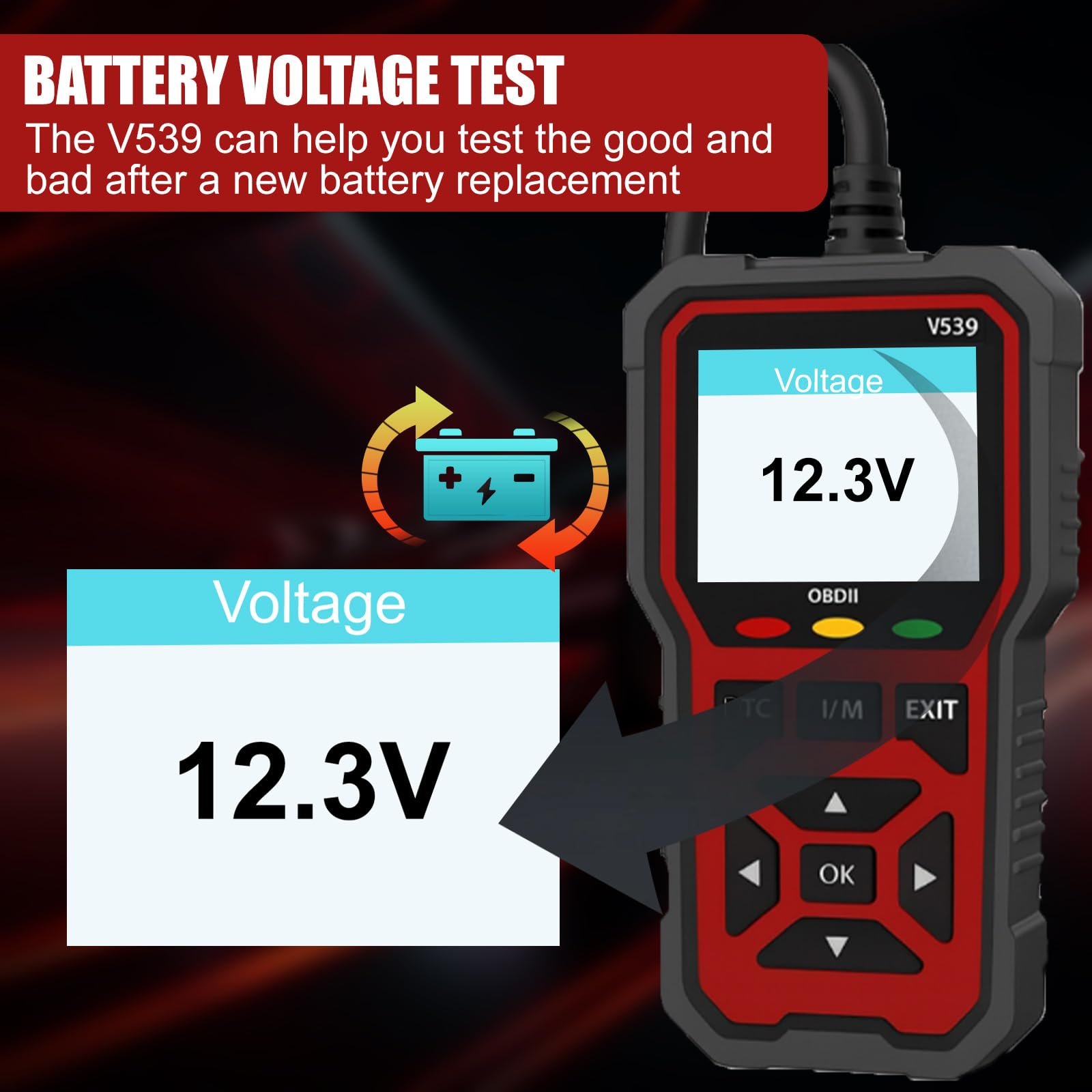 V539 OBD2 Diagnostic Voiture 2026 avec 40 000+ DTC, Diagnostic Voiture Multimarque avec Fonctions Complètes OBDII, Lecteur Codes Défaillance Moteur pour Véhicules à Essence Fabriqués Après 1996