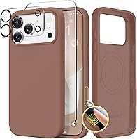 Vista 226 de GONEZ Funda de silicona para iPhone 14 Pro Max, compatible con MagSafe, con protector de pantalla + protector de lente de cámara, silicona líquida a