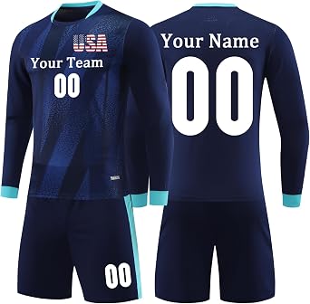 Custom Soccer Goalie Jersey Youth with Name Number Logo Long Sleeve Goalie Uniform Soccer Goalkeeper Kit for Kid Adult