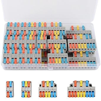 40PCS Lever Wire Connectors, Mini Quick Connectors Push-in, 3/2/6/9 Port Electrical Wire Butt Splice Inline Terminals, 24-12 AWG