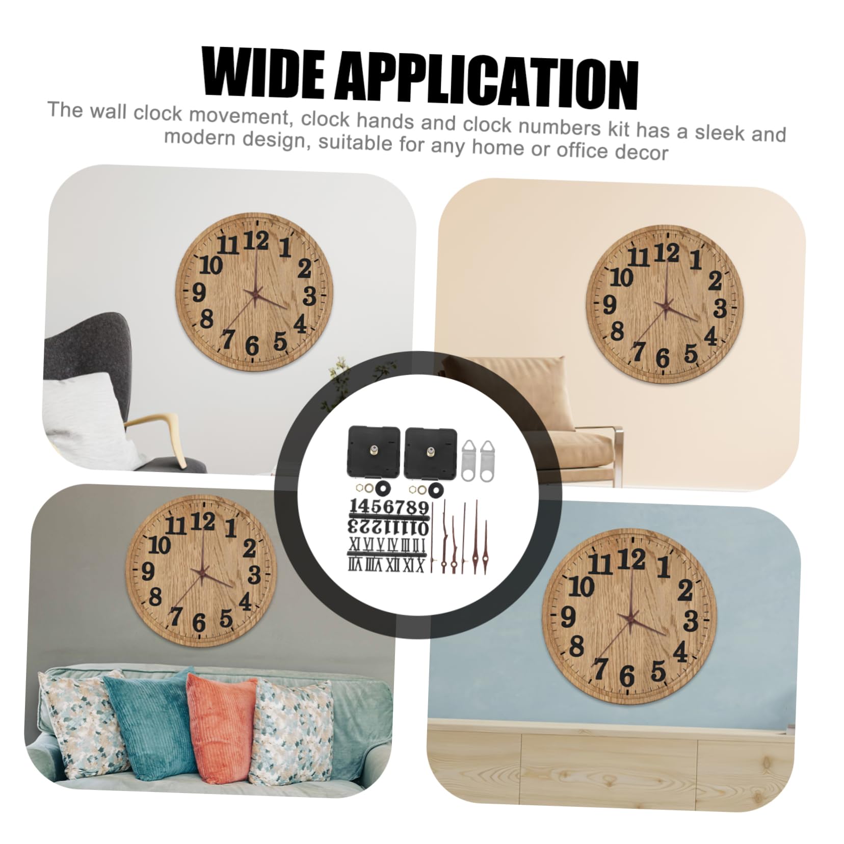 EXCEART 5 Ensembles d'horloge remplacer Mur Ton Les pièces rétro Mains kit de Chiffres d'horloge kit mécanisme Aiguilles et Moteur Bois