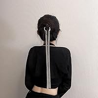 Vista 4 de Cadena larga de borla de plata de múltiples capas de moda para el cabello, cadena de borla para el cabello, accesorio para el cabello, regalo