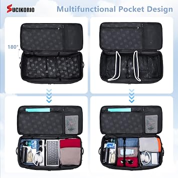 Tactical Travel Duffle Bag with Wheels and Handle 3 in 1 Large 85L XL Rolling Travelling Backpack Waterproof Oxford Carry On Hand Luggage Deployment Bags with Combination Padlock, Black