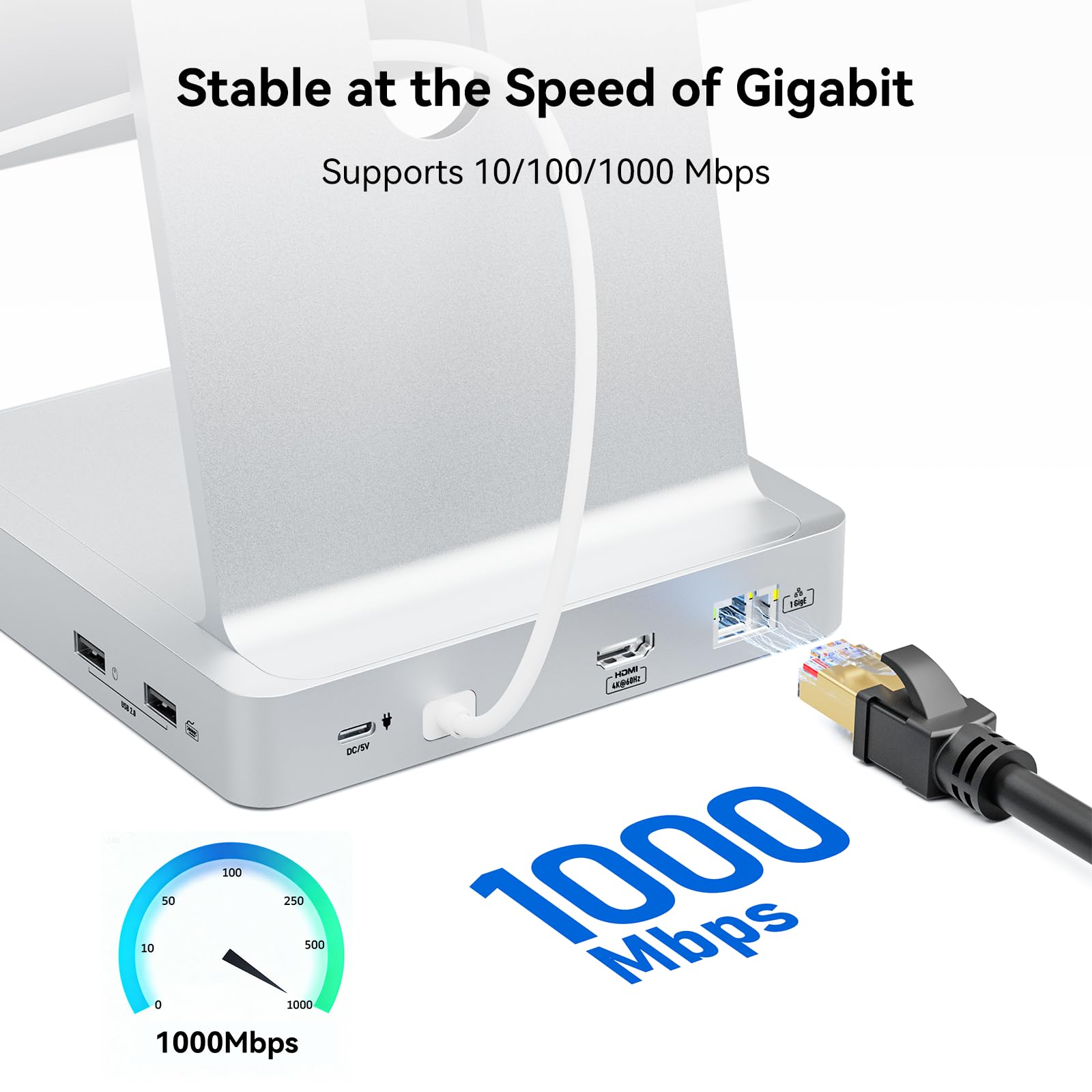 AGEEN Hub USB mejorado de 10 Gbps de 14 puertos para iMac de 24 pulgadas 2021/2023/2024 M1/M3/M4, accesorios iMac con 5 USB-A 3.2, 2 USB-C 3.2, HDMI 4K a 60Hz, Gigabit Ethernet, SD/TF, carcasa SSD