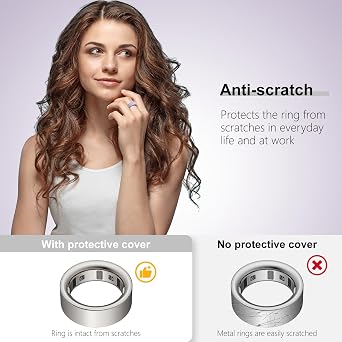 6 Pcs Ring Cover for Oura Ring Gen 4/4 Ceramic/Gen 3/Ultrahuman Ring | Soft Silicone Anti-Scratch Case for Oura Ring Protector for Women Men, M for Size 8/9/10/11