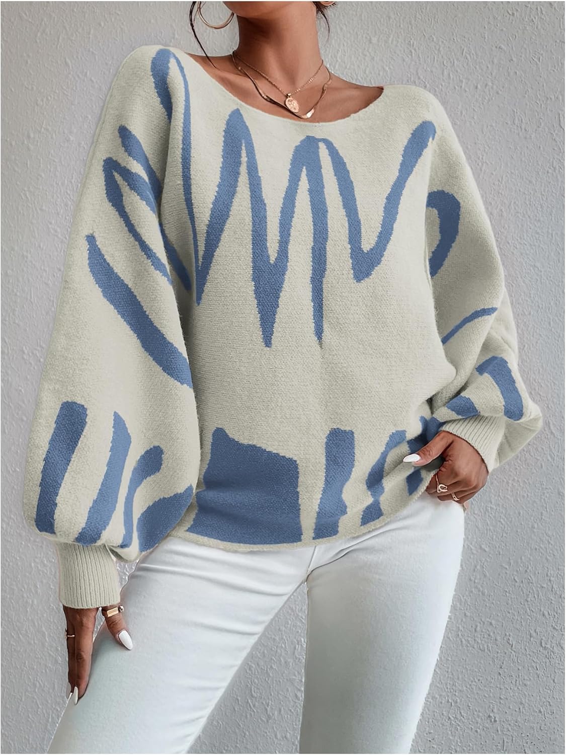 Verdusa Women's Off The Shoulder Sweater Oversized Sweaters Long Sleeve Pullovers Knit Tops Spring Brunch Outfits - Image 3