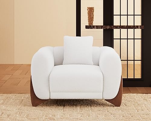 Vista 6 de Morden Fort Juego de Sofá Nube de 3 Piezas, Juego de Sofá Moderno Sherpa Boucle Amigable con la Piel, Sofás Cómodos Tapizados Minimalistas para Sala