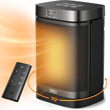 DREO Semi Rack Heater, Small, Lightweight, Compact, Eco Intelligent Constant Temperature, Power Saving, Heating Equipment, 70° Oscillating, 1,200 W - 15.5 tatami / 1,000 W / 800 W Energy Saving, Low Electricity Bill, Fall Off, Overheating Protection, 12H Timer, 5° - 35° Temperature Adjustment, Automatic Temperature Adjustment, 5 Modes, Feet Office Livi Size W x H x D: 6.7 x 10.3 x 5.5 inches 17 x 2