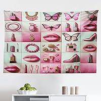 Vista 154 de Ambesonne Tapiz de isla tropical, olas del océano en la playa de Seychelles al atardecer horizonte, decoración de tela para colgar en la pared