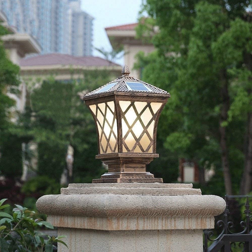 Lámpara de pilar de luz de poste de jardín Luz de columna solar al aire libre Lámpara LED Linterna de estigma de pared de calle Luz de pilar de pantalla acrílica de aluminio impermeable para patio