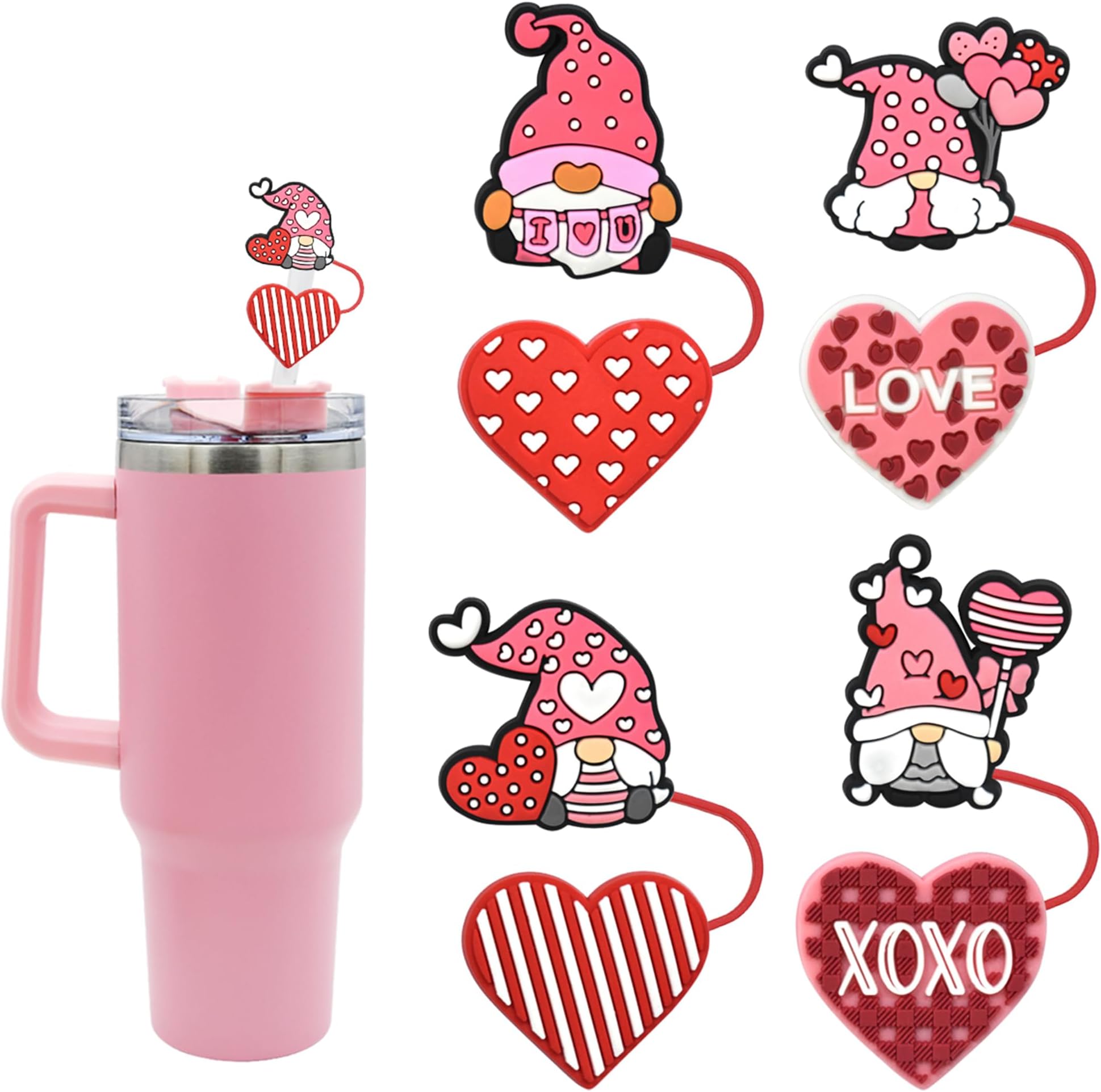 Straw Cover Cap for Stanley Cup Topper Compatible for 30 and 40 Oz Tumbler with Handle,10 mm 0.13 in Reusable StrawTips Lids,Straw Covers for Christmas Gifts