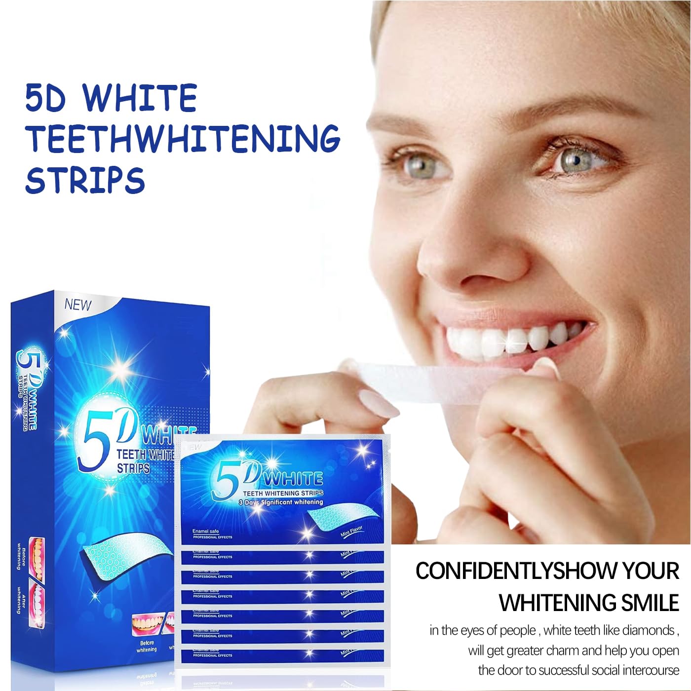 AYNKH 14 set di 28 strisce dentali sbiancanti per rimuovere le macchie di caffè affumicato, DENTAL Whitening Kit dentale whitenizer 3D White Strips con strumento di pulizia