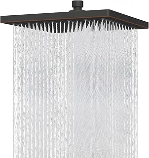 Hibbent Thickness Metal Rain Shower Head, 12 Inch High Pressure Shower Heads, Large Bathroom Rainfall Shower Head with Adjustable Brass Ball Joint, Waterfall Full Body Coverage, Oil Rubbed Bronze