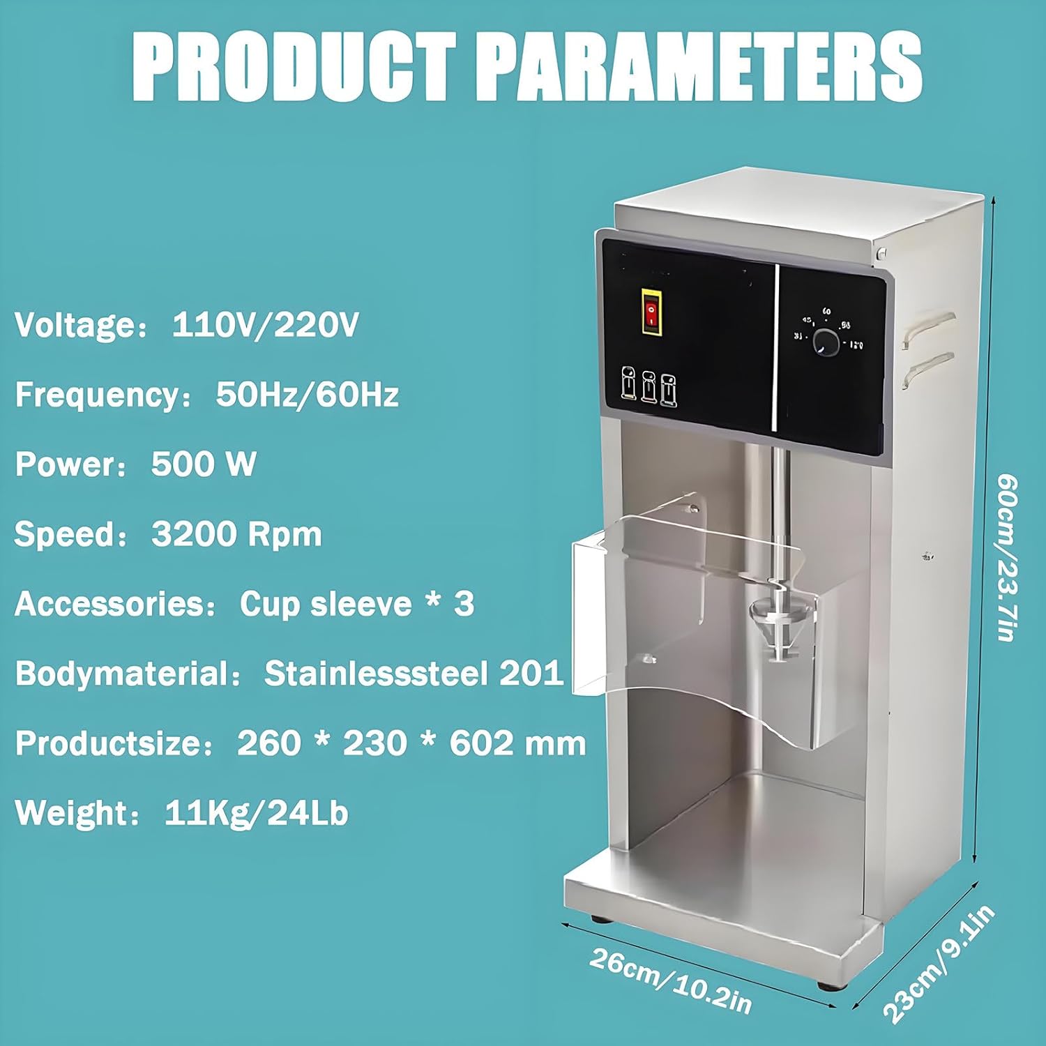 500W F.Rozen Yogurt Blending Machine - Adjustable Speed Ice Cream Maker for Smoothies, Milkshakes, and Yogurt - Perfect for Ice Cream Shops and Milkshake Bars