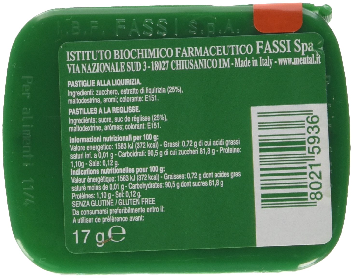 Mental Fassi Pasticche alla Menta Liquirizia - Pacco da 24 x 640 g