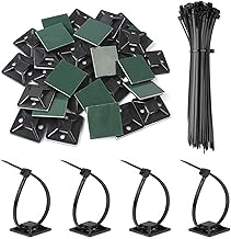 Cable Ties, 200 Pieces Plastic Cable Ties, Set of Self-Adhesive, Adhesive Cable Ties for Cable Ties, Cable Ties + Self Adhesive Base, 150 mm Cable Ties for Office, Home