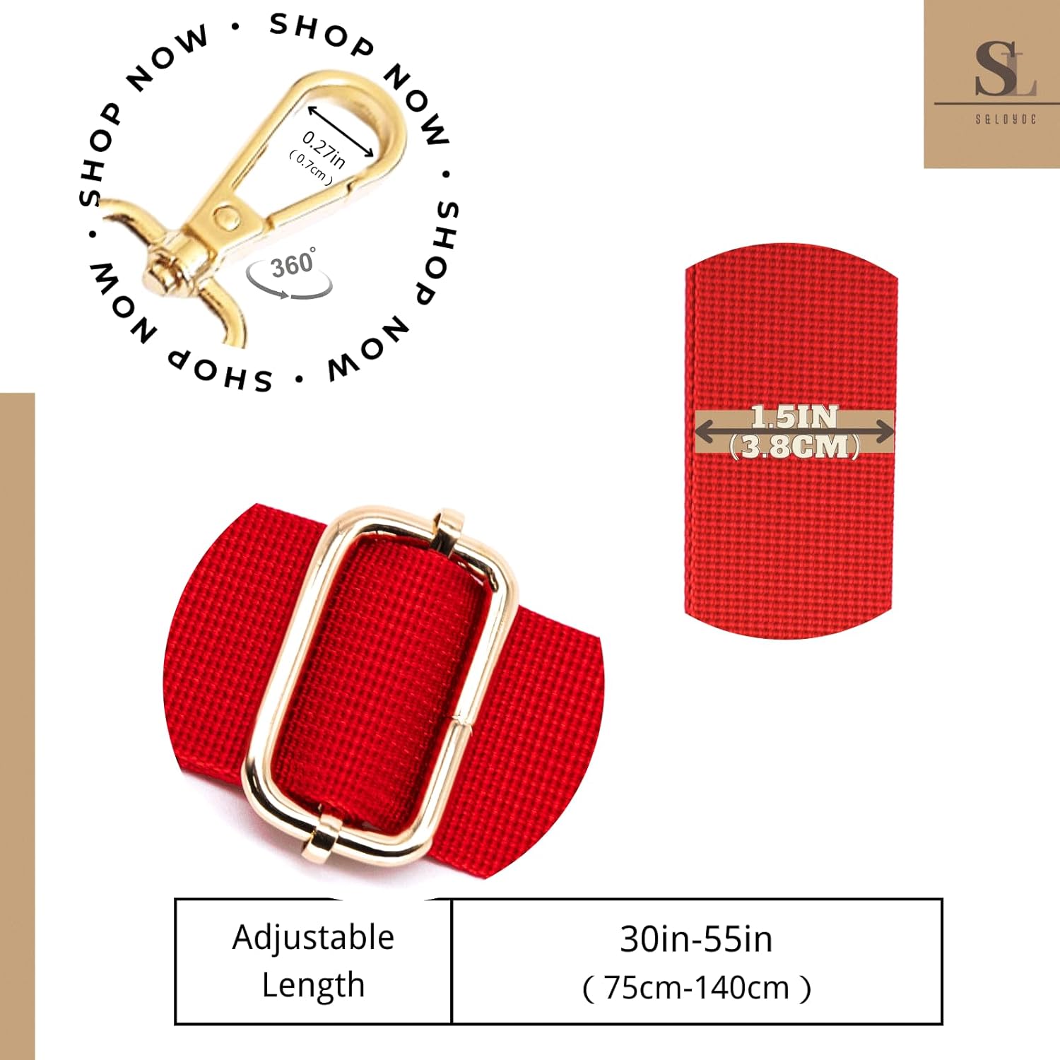 S&loyoe Purse Straps Replacement Crossbody Bag Strap Adjustable Wide Guitar Straps for Handbags 1.5inch - Image 2