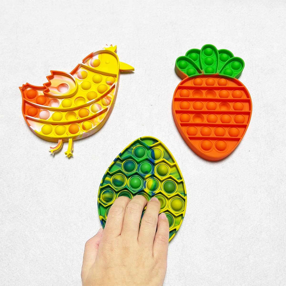 JoFAN 3 Pack Easter Fidget Sensory Pop Toys for Kids Boys Girls Toddlers Easter Basket Stuffers Stress Relief Gifts Party Favors