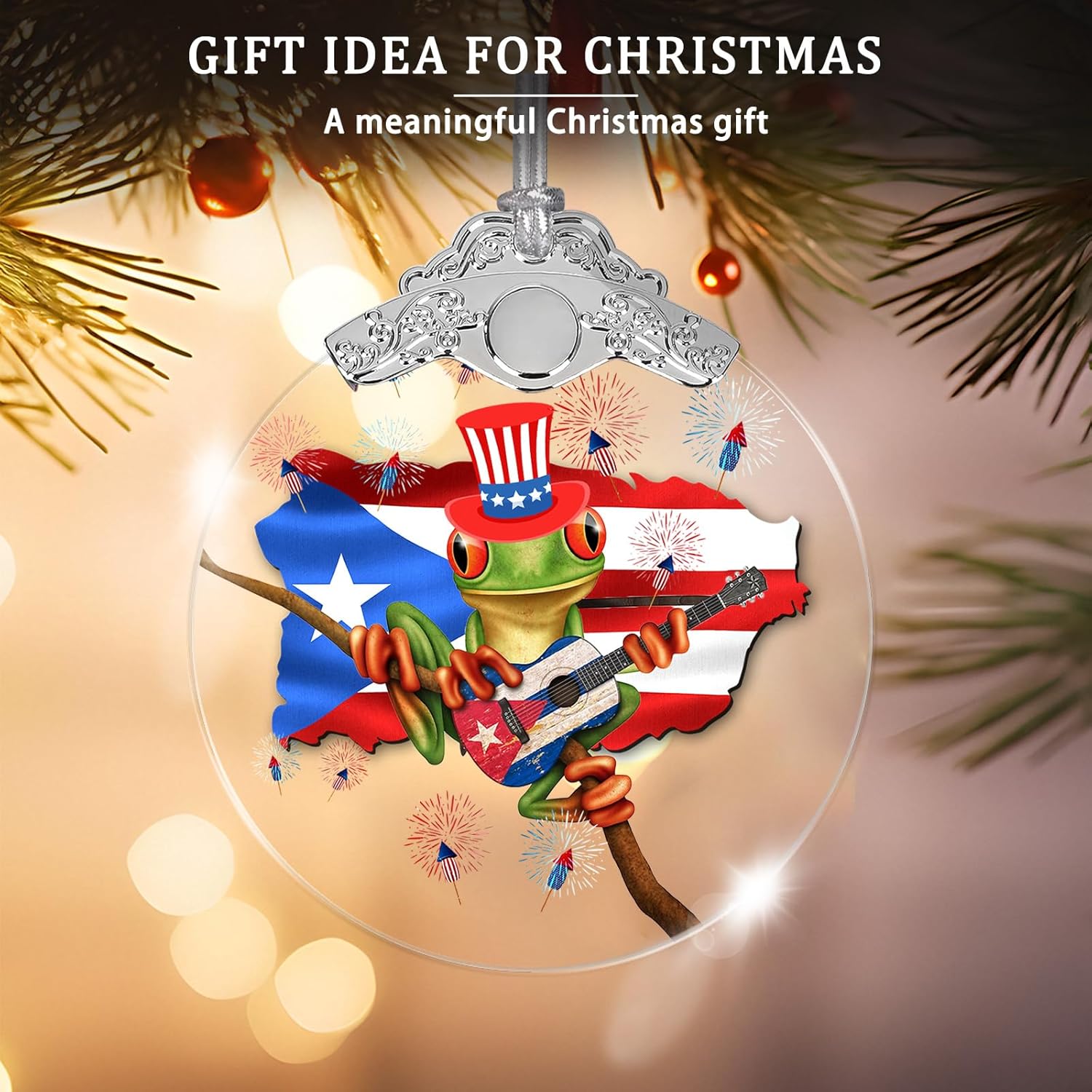 Christmas Ornaments Puerto Rico Gifts Coqui Frog Glass Puertos Rico Souvenirs New Home Ornament for Tree Decorations Puerto Rican Gifts for Women Men Mom Dad Friend House Warming Gift Ideas 2025 - Image 4