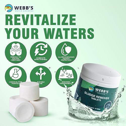 Miniatura 3 de Webb's Water Gardens Tabletas eliminadoras de lodos para todas las estaciones para estanques Koi y jardines acuáticos, sin ensuciar, fáciles de