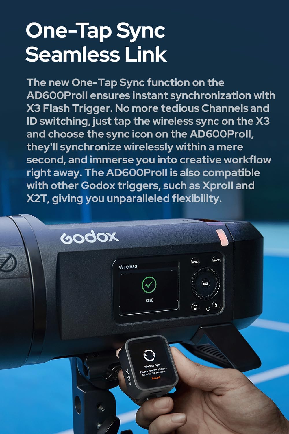 Godox AD600 Pro II 2.4G 600Ws GN87 HSS 1/8000s Outdoor Flash Studio Monolight Kit with Bowens Mount 32x32 Softbox, Battery/AC Power 16 Color Groups Indicator, Standard Reflector Snoot Barn Door Set