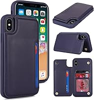 Vista 25 de iCoverCase Compatible con Funda para iPhone XR con Tarjetero, Funda de Teléfono Tipo Cartera para Hombres y Mujeres con Bloqueo RFID de Piel Beige