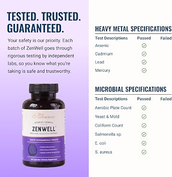 Live Conscious KSM-66 Ashwagandha Supplement w/L Theanine & AlphaWave - ZenWell Everyday Stress Relief, Cognitive, Brain Health - Ashwagandha for Men & Women - 60 Capsules