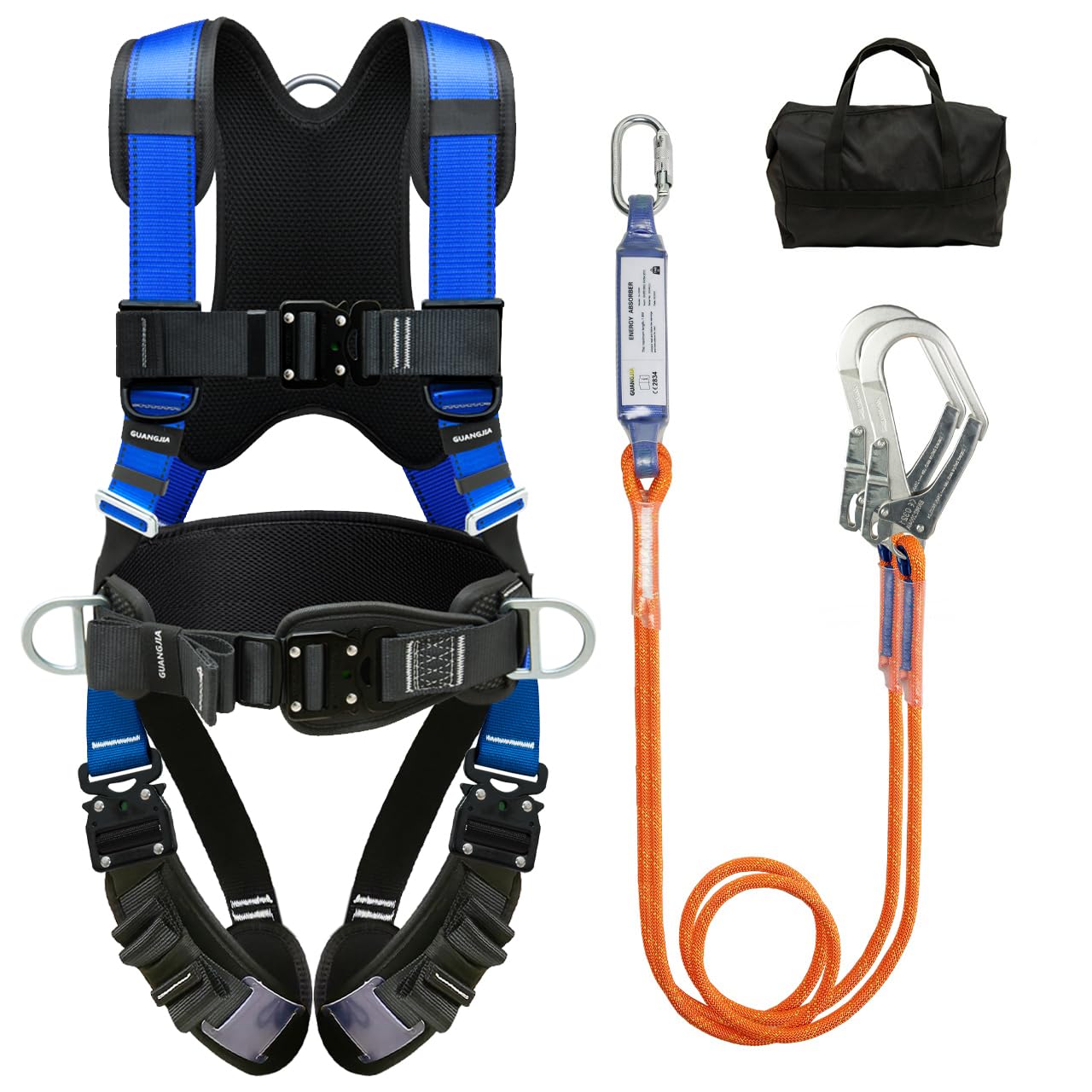DIJJIG Safety Harness Kit with 1.8M Lanyards,Waist and Shoulder Protection,Construction Projects, High-altitude Rooftop Operations, Fire Rescue, Anti Fall Safety Harness,Safety Rope,CE Certification