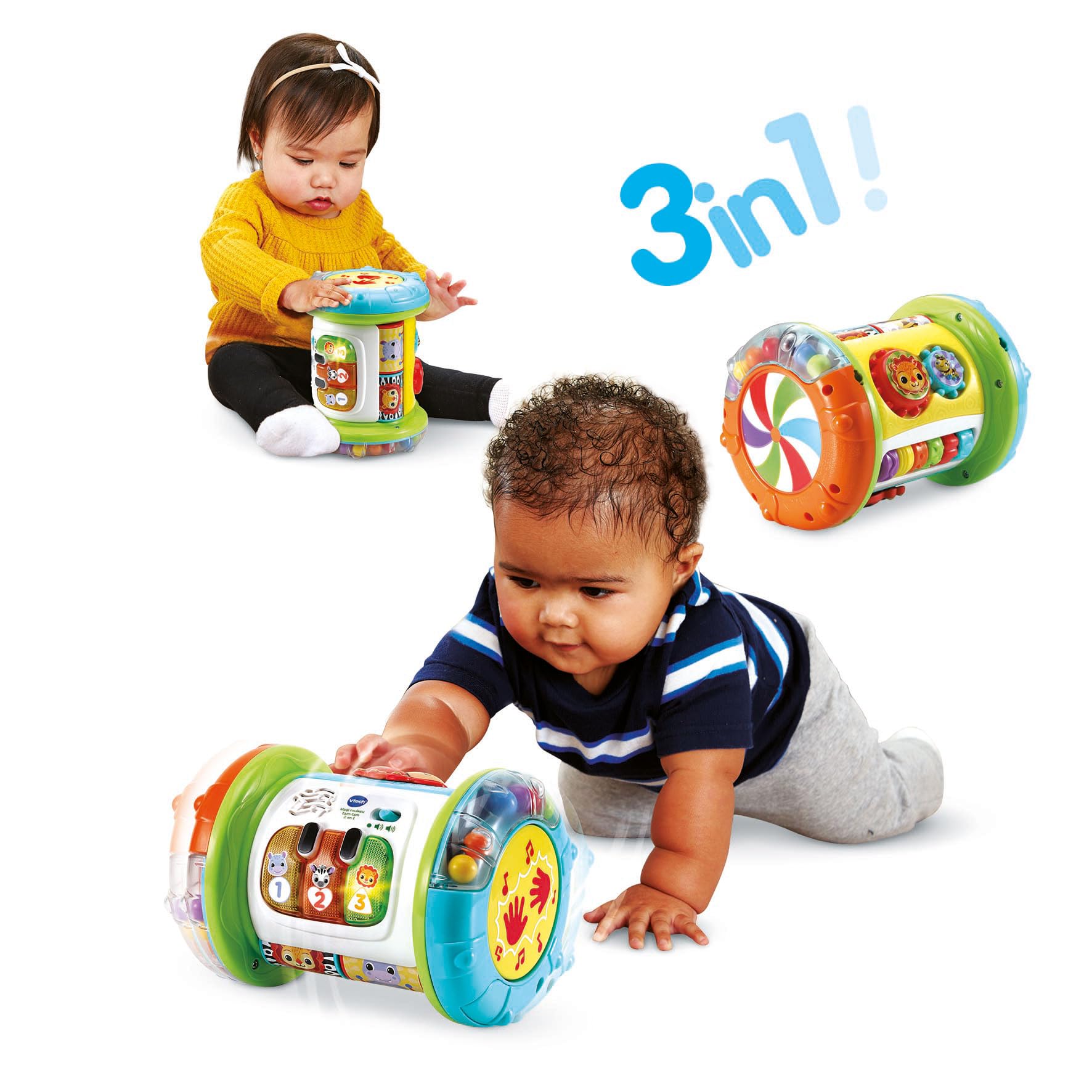 VTech Rullo Tam Tam - 3 in 1, Rullo Multiattività per Bambini, 3 Modalità di Gioco, Pianoforte per Bambini, Motricità Fine e Globale, Sensore di Movimento, Lingua Italiana, Batterie Incluse, 9-36 Mesi
