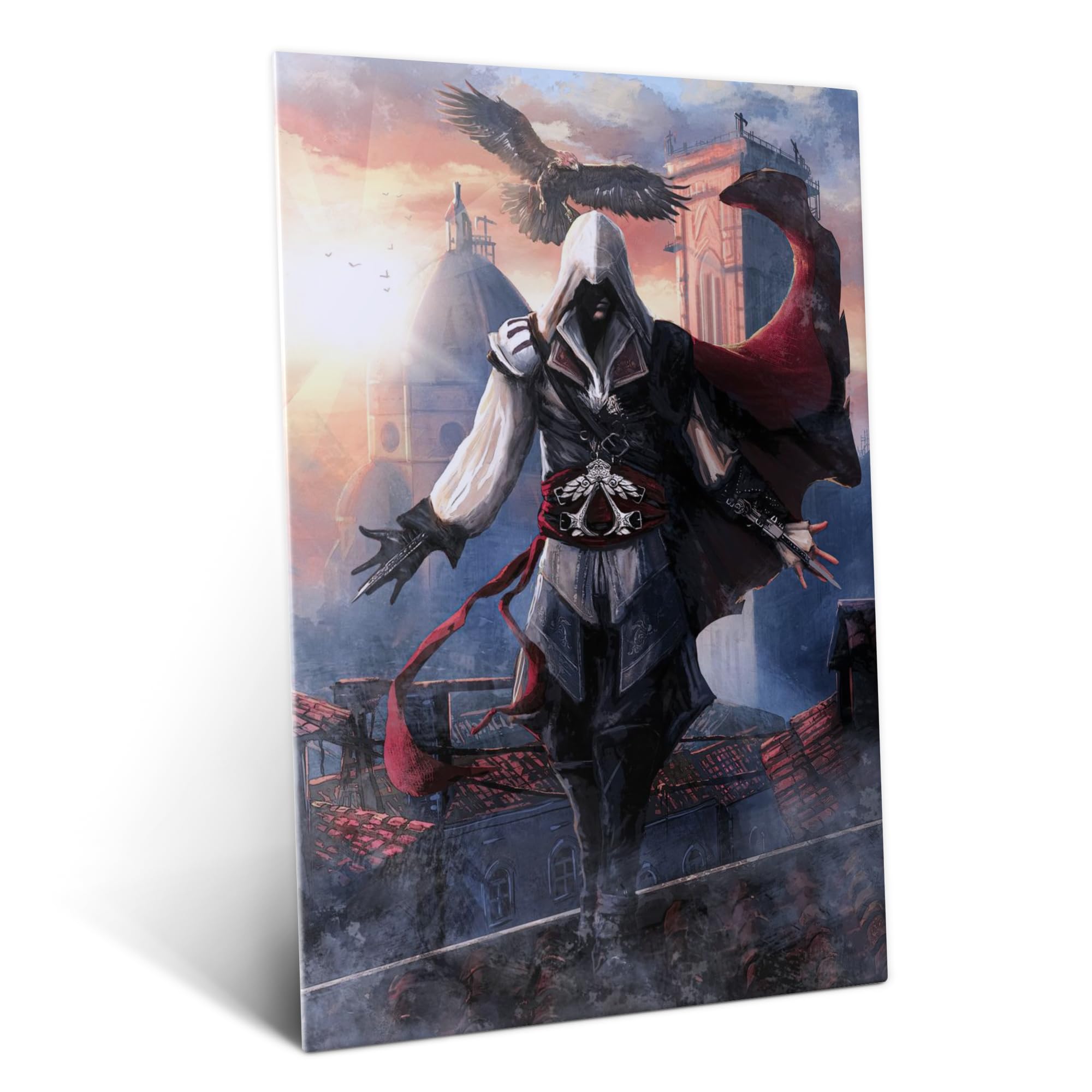Displate Metall poster Assassin's Creed Ezio Auditore da Firenze Größe M | Bild Plakate für Schlafzimmer Dekor, Geschenke. Magnetische Befestigung Wandposter, Wanddeko. Metall Wandkunst.