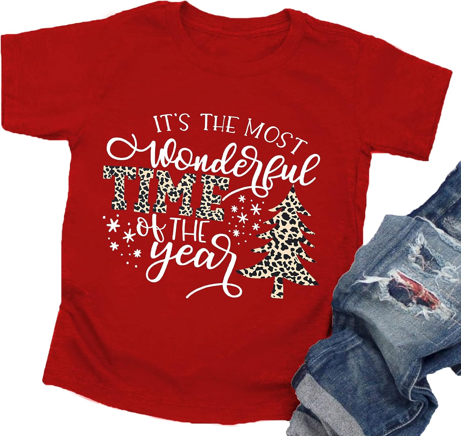 Christmas Shirts Toddler Boys Girls Xmas Buffalo Plaid Trees T-Shirt Christmas Graphic Tees Holiday Tops