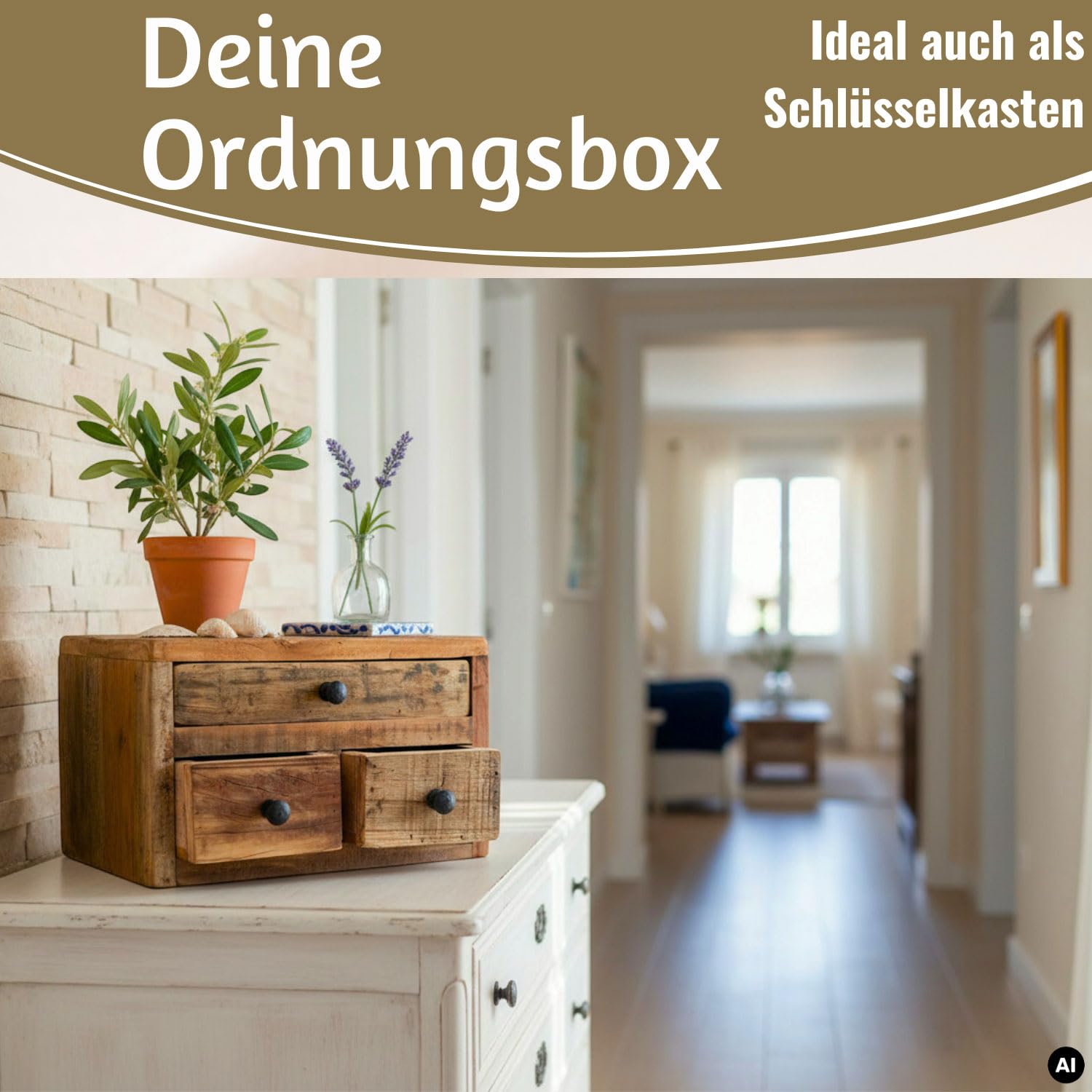 LS-LebenStil Vintage Aufbwahrungsbox Unika - Factory Braun - 30x24x19cm