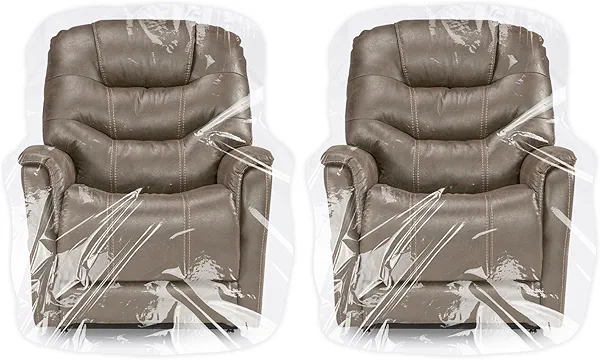 TRINKA 2 PCS Plastic Furniture Covers for Storage, 4 MIL Thick Heavy Duty Dust-Proof Moving Bags, 65 x 43 x 35 Inches Extra Large Waterproof & Clear Chair Cover Protectors for Armchairs and Recliners