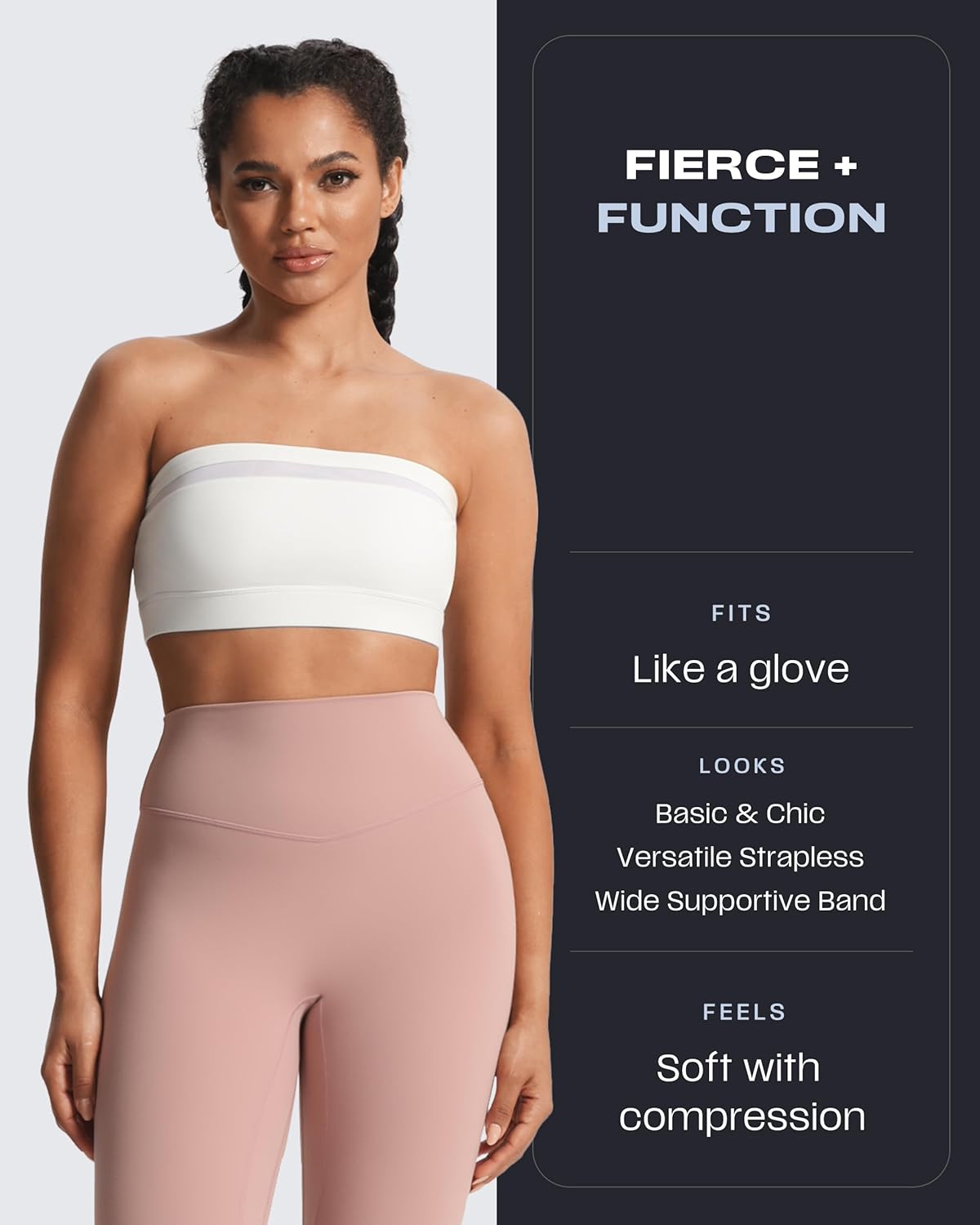 Aoxjox Women's Workout Strapless Bandeau Mesh Bras Training Fitness Running Yoga Crop Tank - Image 3