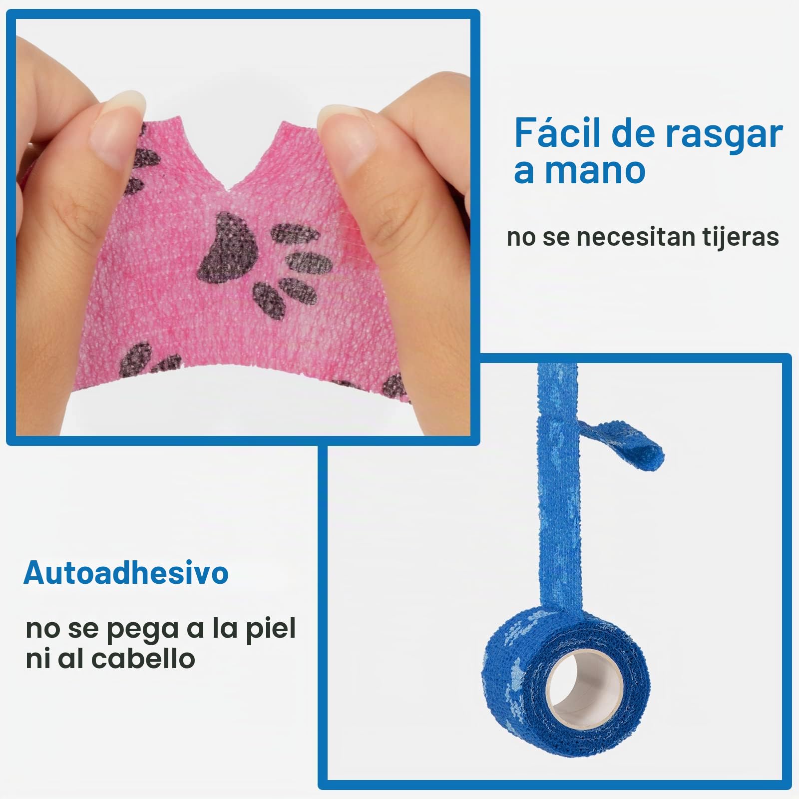 Vendaje Adhesivo Deportivo 5cm x 4,5m Cinta Cohesiva Autoadhesiva para Primeros Auxilios, Dedos, Muñecas, Tobillo