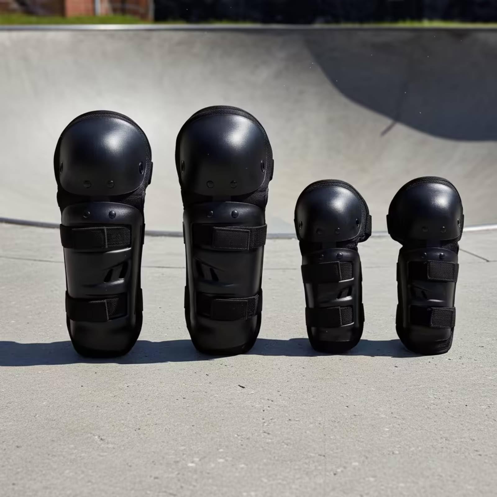 4 Pezzi Set di Protezioni con Involucro Rigido Regolabili Set con Ginocchiere Regolabile Ginocchiere per Bambini, Pattinaggio, Bicicletta, Monopattino