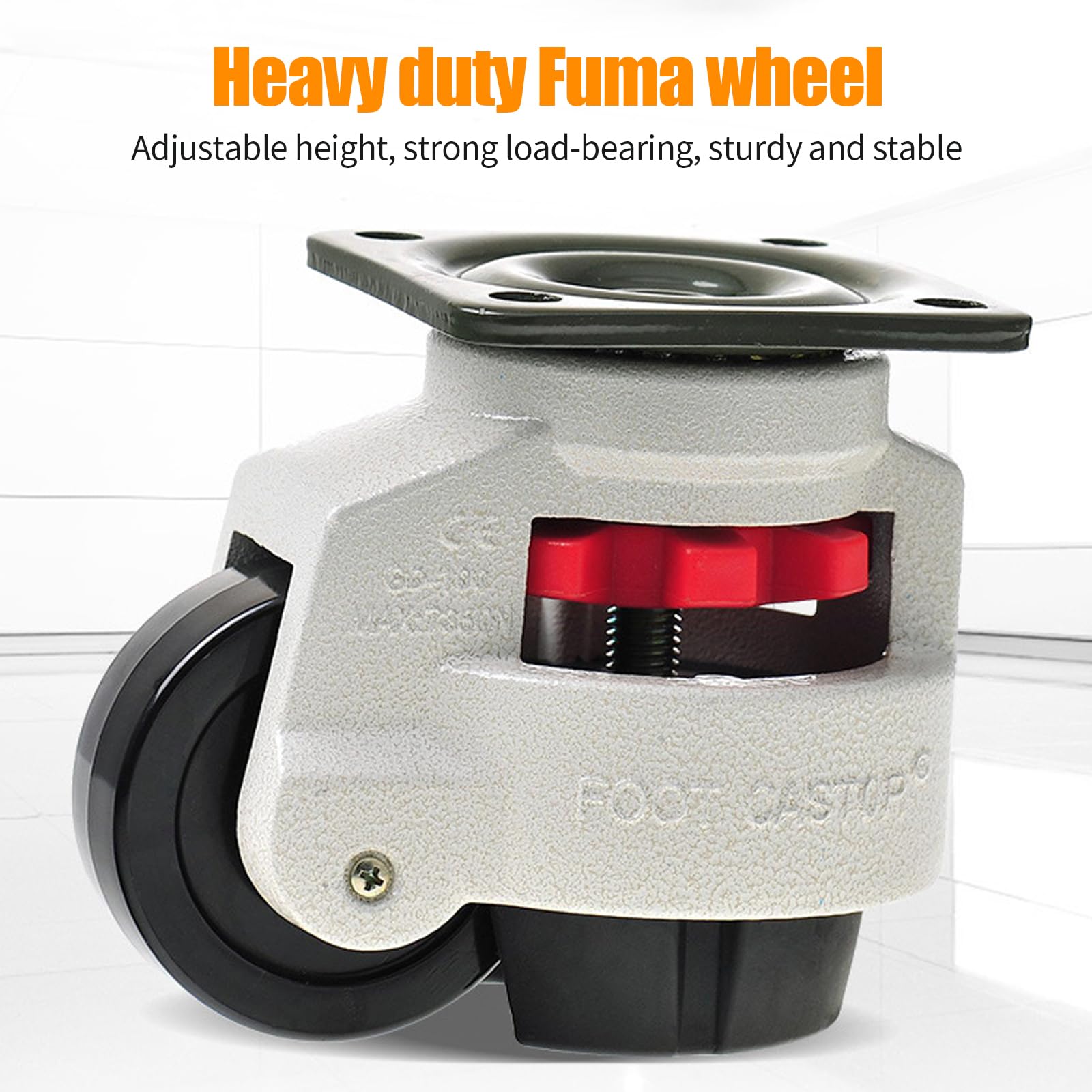 4 Ruote Industriali Lesolar 150mm - Gomma Solida, 1000kg Di Carico, 2 Girevoli Con Freni + 2 Fisse - Foto 2