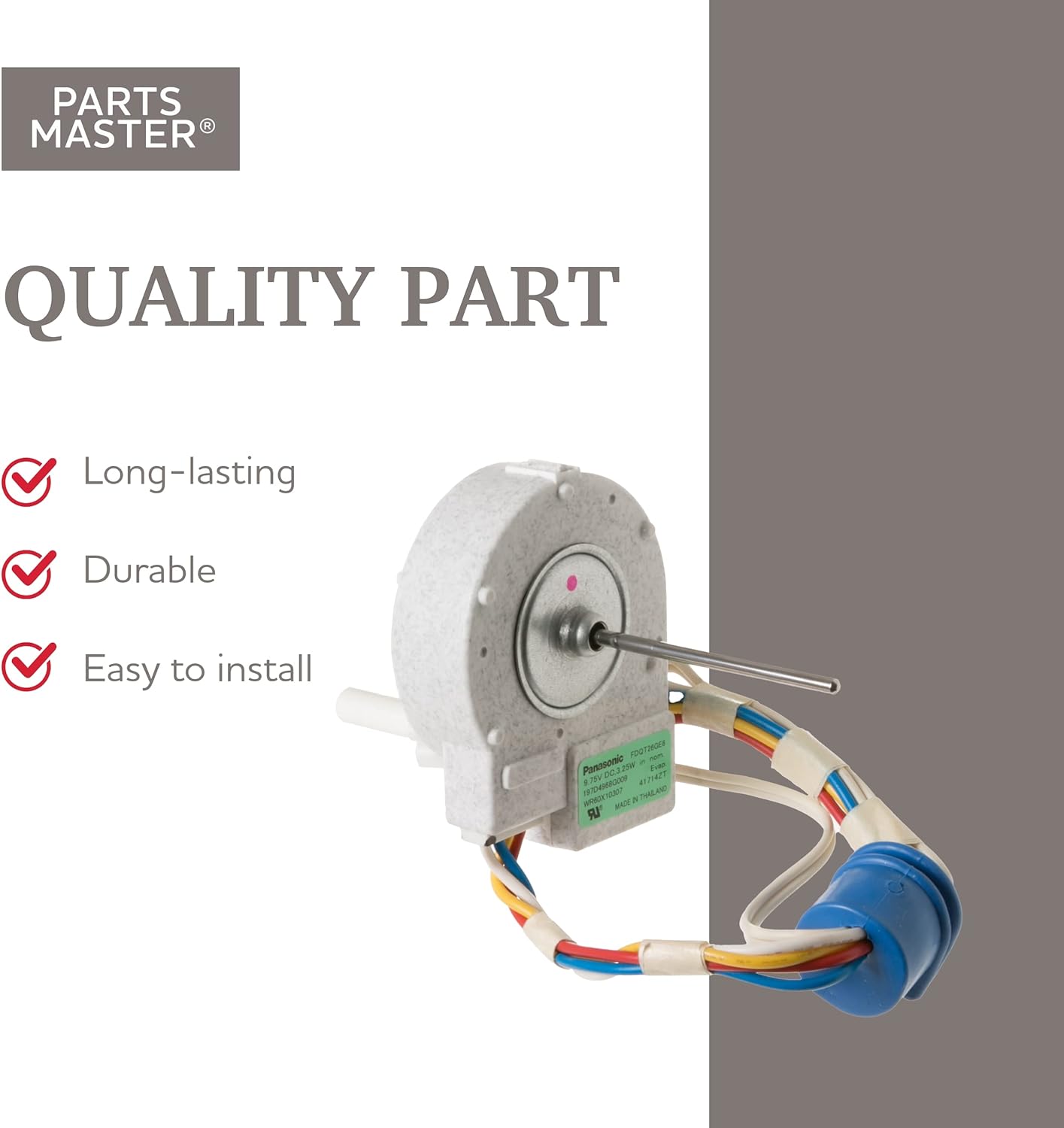 Parts Master Replacement for GE Refrigerator Evaporator Fan Motor - WR60X10307, PS2364950, AP4438809, 1550741, SM10307 - GE Refrigerator Parts - Fridge Fan Motor Replacement