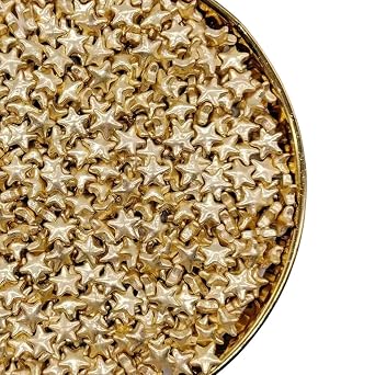NIPEOR Golden Star Sprinkles, Edible Sparkling Pearl Sprinkles 4.6oz/130g, Gold Sugar Sprinkles for Cake Decorating, Cupcake Toppers, Cookie & Ice Cream Toppings, Festive Baking Decorations Golden Star Sparkling