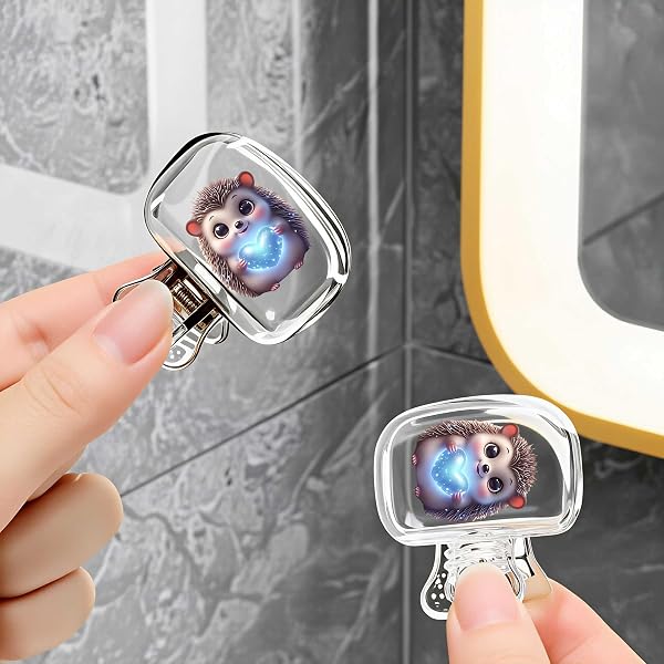 2 tappi per spazzolino da denti, motivo riccio con cuore, 4 x 4 cm, coperture protettive per spazzolino da denti, in plastica, portatili, per viaggi, affari, campeggio, scuola, casa - 3