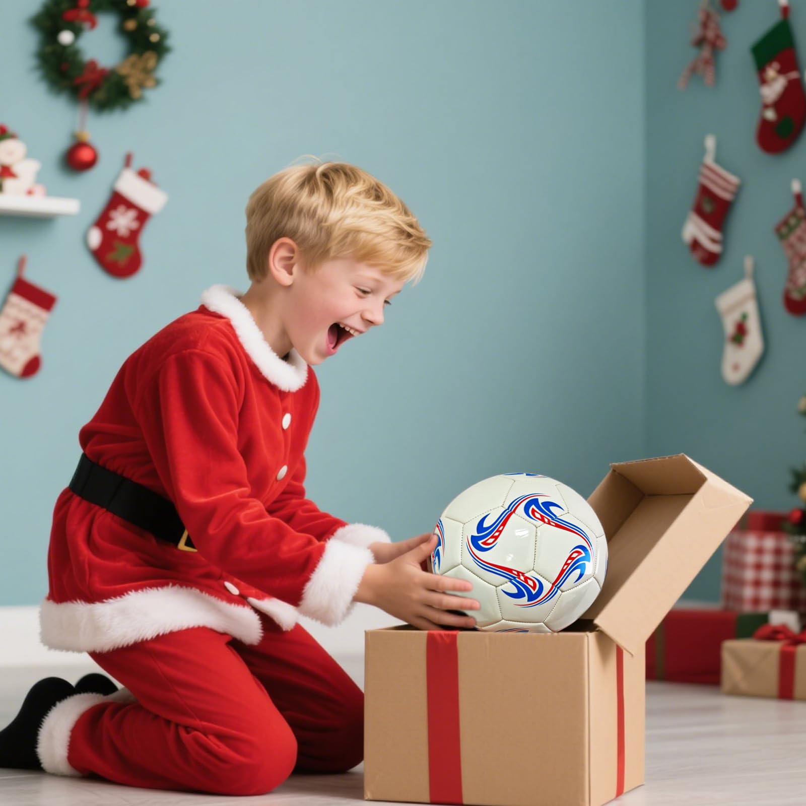 ABAJI Fußballball, Größe 3, 4, 5, Übungsbälle, Geschenk, dickeres Leder, explodiert, für drinnen und draußen, mit Pumpnadel