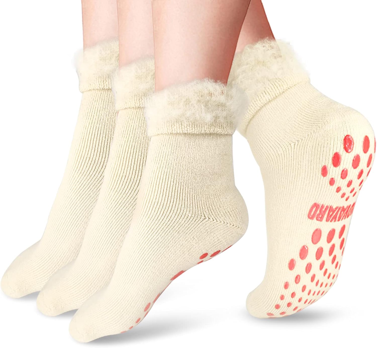 NOVAYARD 3 Pairs Non Slip Thermal Socks Hospital Slipper Socks Warm