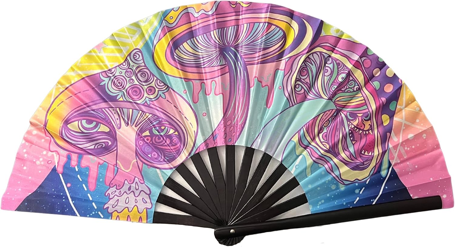 CYNMOON Get Lost Large Rave Clack Folding Hand Fan for Men/Women - for EDM, Music Festival, Club, Event, Party, Dance, Performance, Decoration, Gift