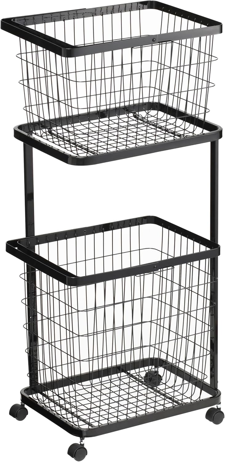 tower】ランドリー バスケットワゴン セット 黒 お取り寄せ】山崎実業