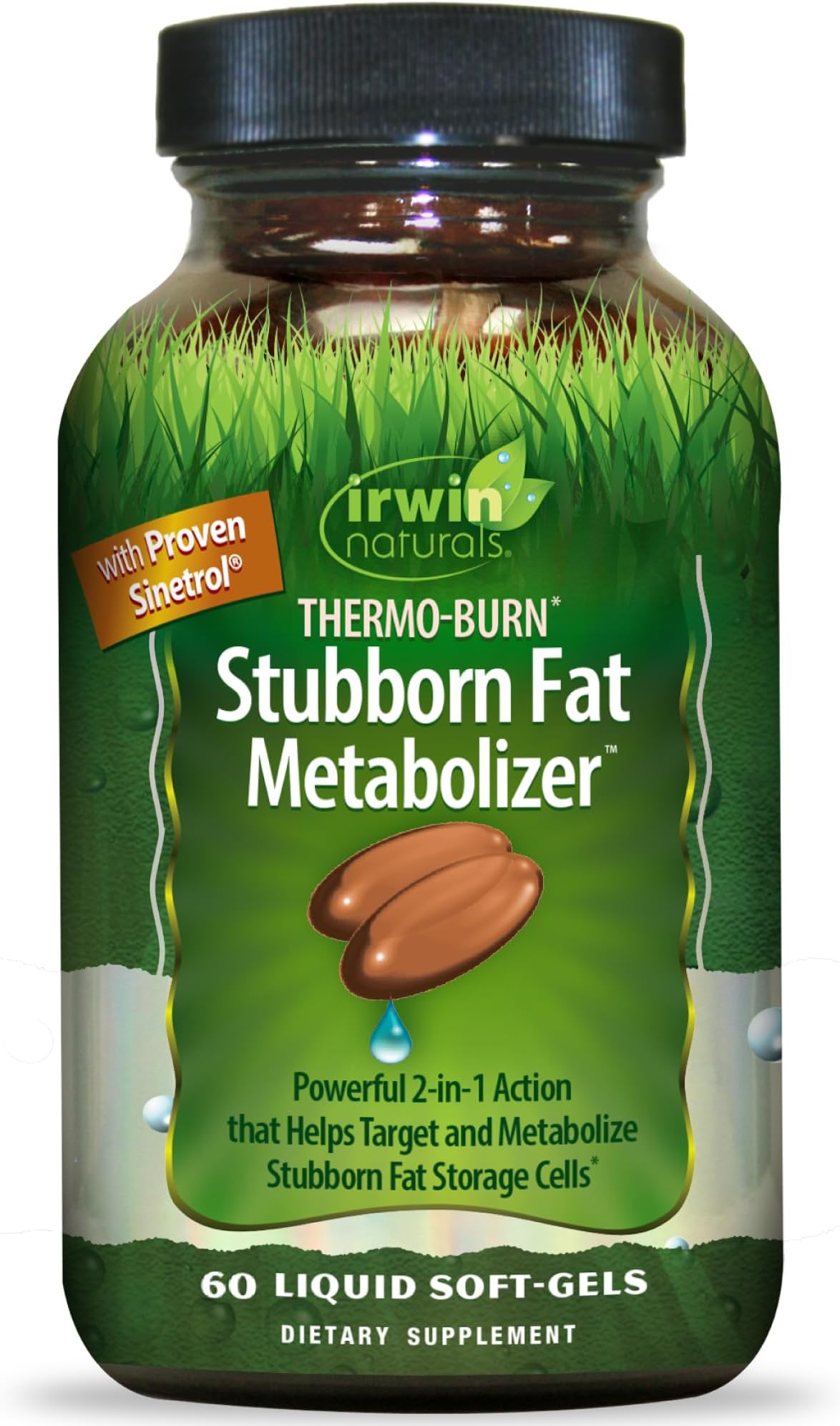 Irwin Naturals Thermo-Burn Stubborn Fat Metabolizer 60 Liquid Softgels | Thermogenic Support Formula with Sinetrol | Green Tea | Chromium & Cayenne | Body Composition Support | 60 Softgels