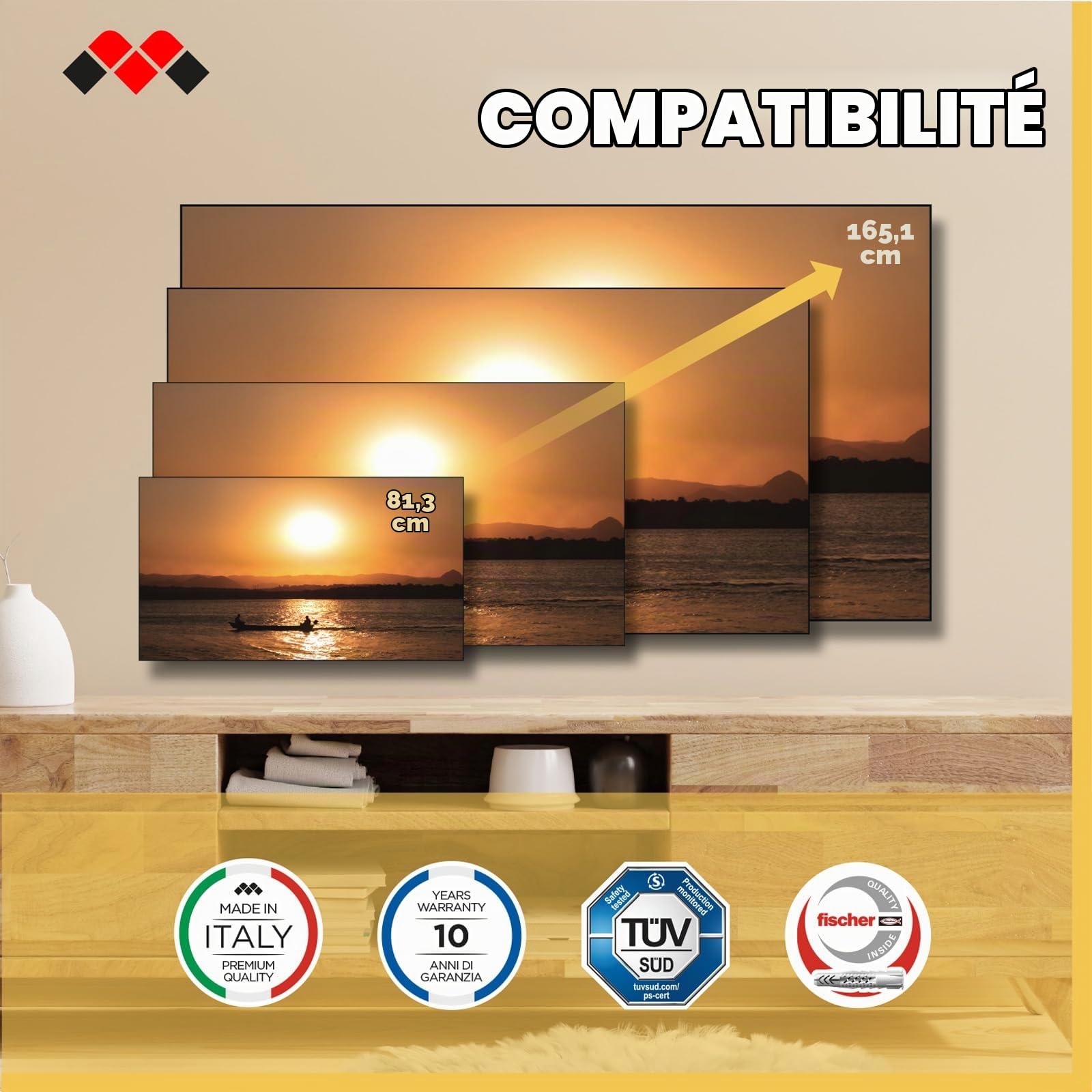 Meliconi Slimstyle Extra XDR200400, Support Mural TV Compatible Placo