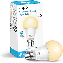 Tapo Smart Bulb, Smart Wi-Fi LED Light, B22, 8.7W, Energy saving, Works with Amazon Alexa and Google Home, Dimmable Soft Warm White, No Hub Required (Tapo L510B) [Energy Class F]