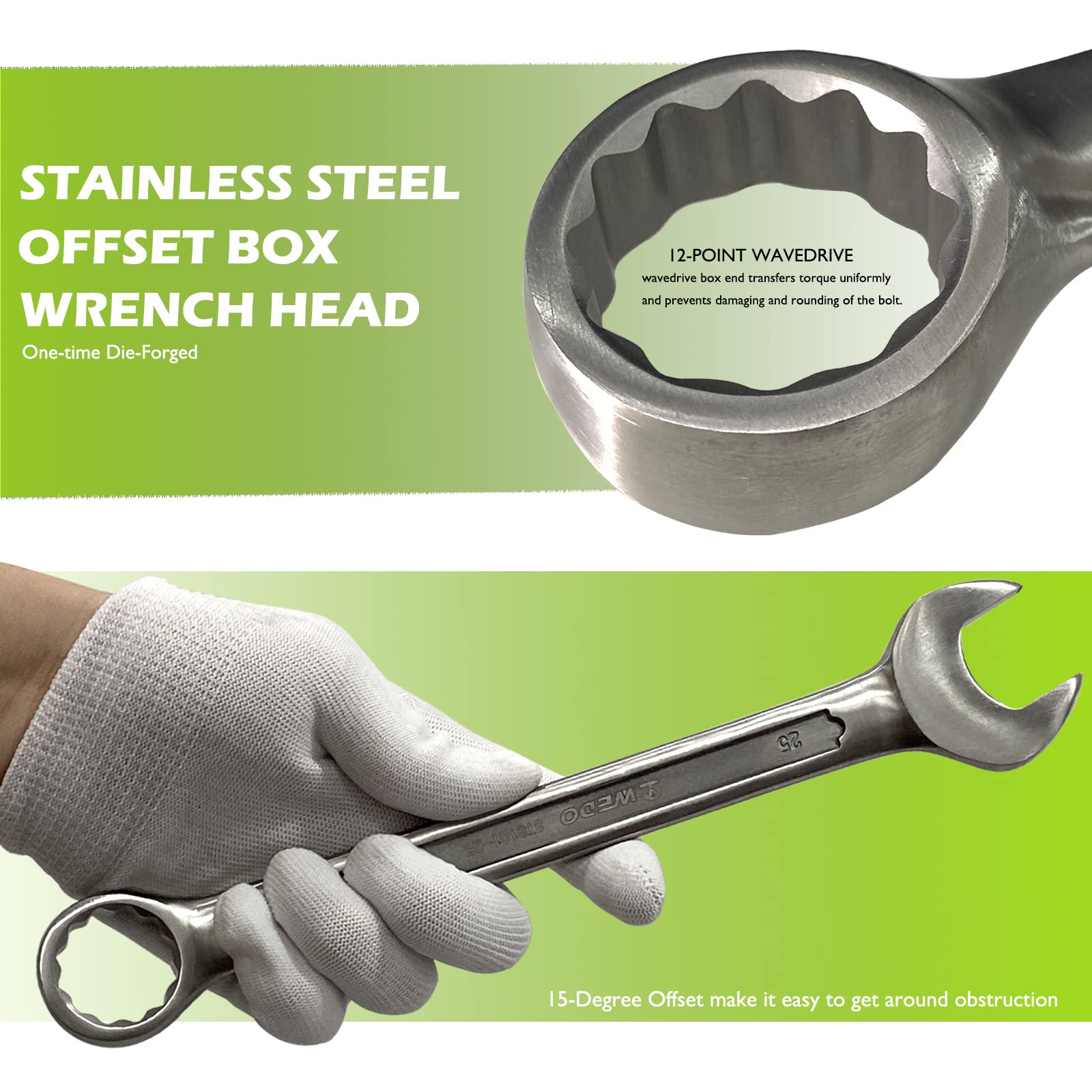 Uxcell Thin Combination Wrench Metric 10mm Torx Ended Box 15 Degree Offset Open End Stainless...