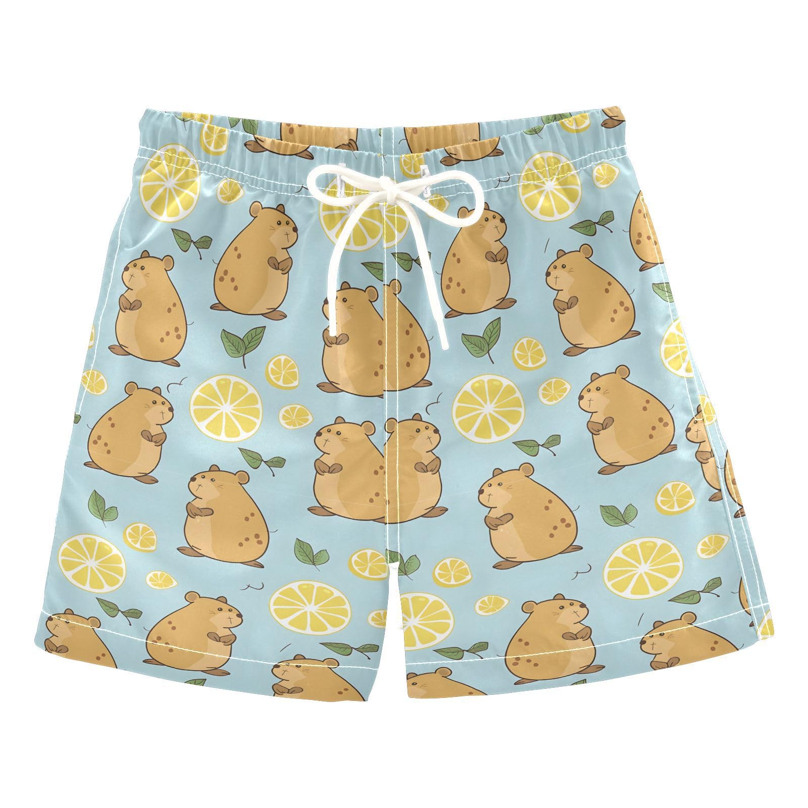 senya Cute Capybara and Lemon Boys Swim Trunks Toddler Shorts Swimwear Boardshorts